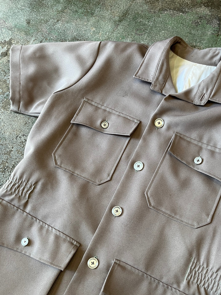1970s taupe 4-pocket custam s/s bush jacket