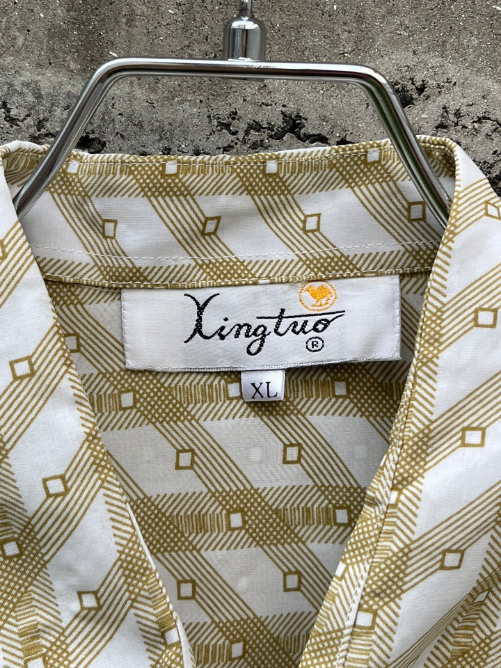 1970s diamond checkered s/s shirt