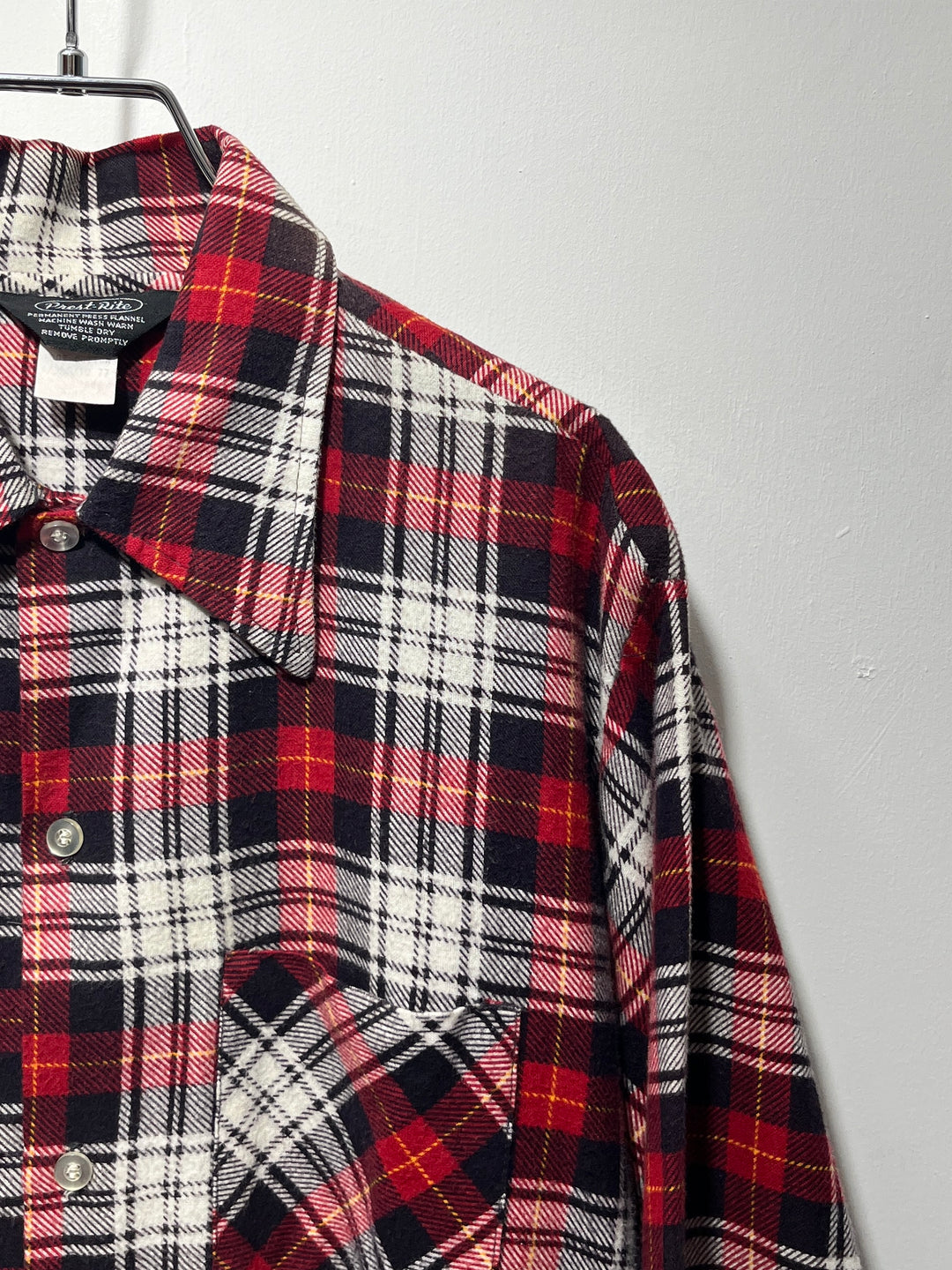 1960-70s red × black checkered flannel shirt