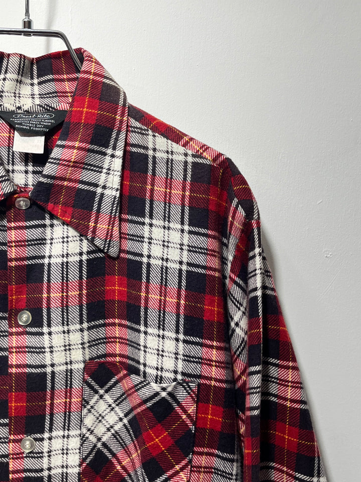 1960-70s red × black checkered flannel shirt