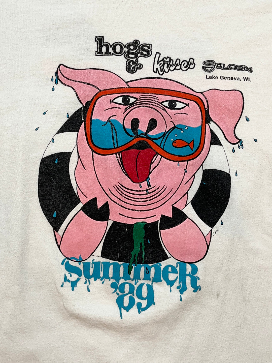 1980s USA made pig both sides print T-shirt