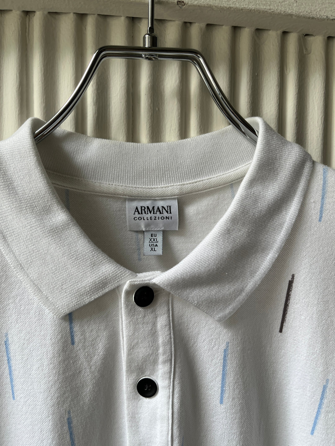 2000s "ARMANI COLLEZIONI" abstract stripe s/s polo