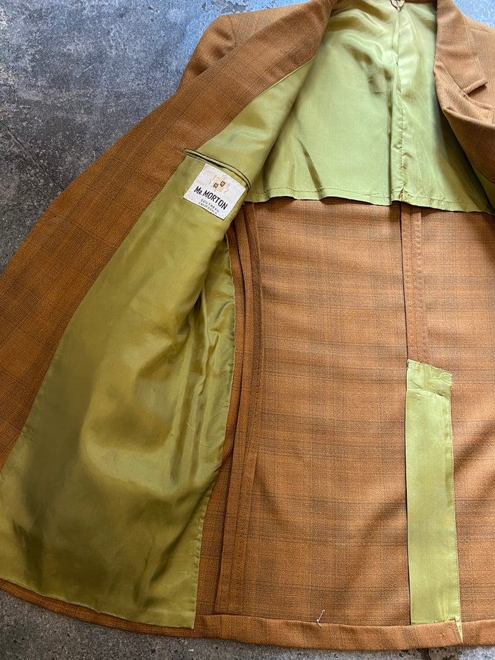 1960-70s orange brown ombré check tailored jacket