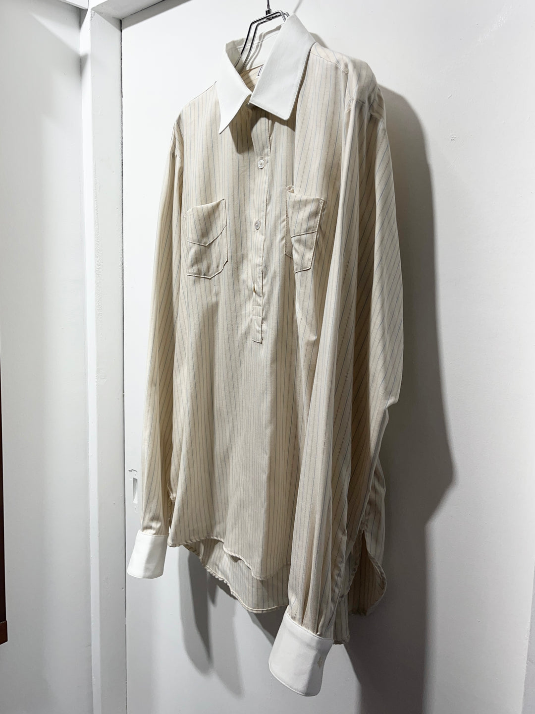 1990-00s USA made striped white collar pullover shirt