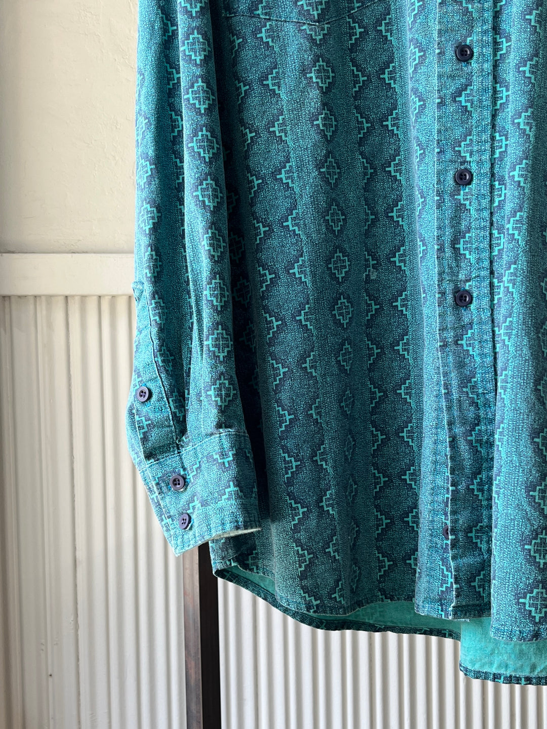 1980-90s all-over native pattern stand collar shirt