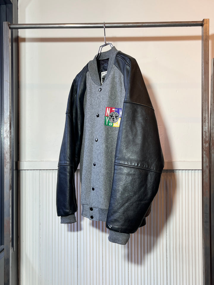 1990s USA made "ALL STAR CAFE" official leather × melton varsity jacket