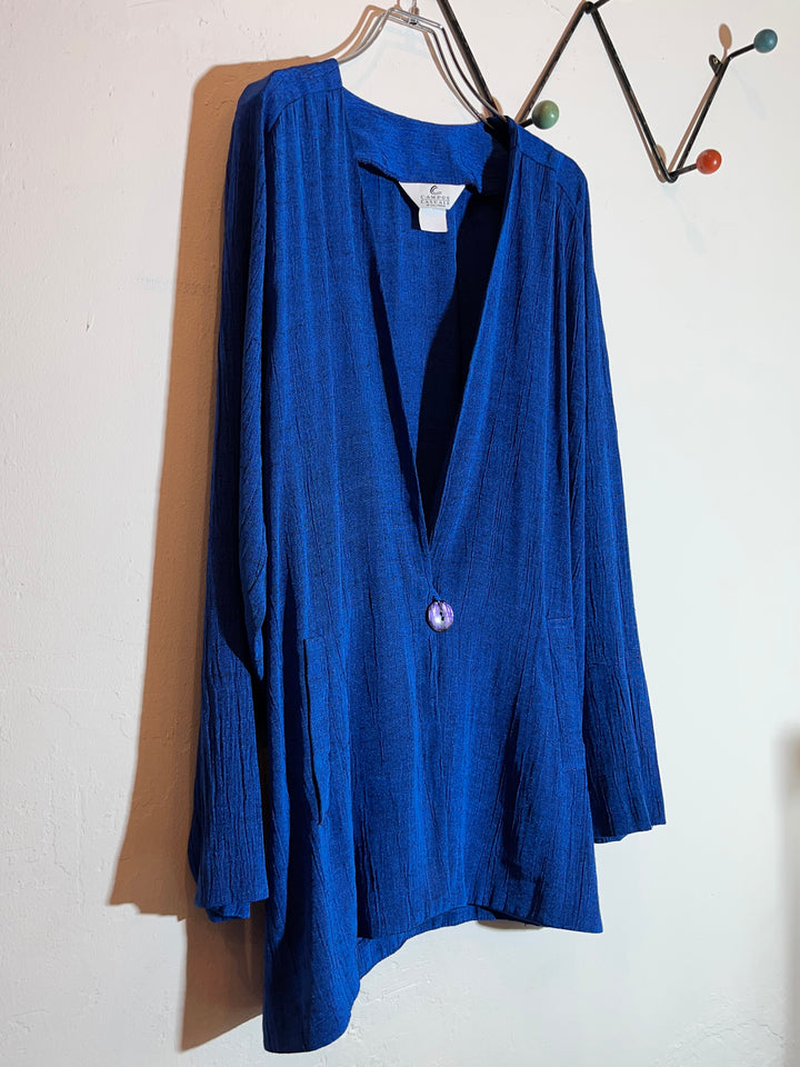 1980s deep blue wrinkled design light jacket