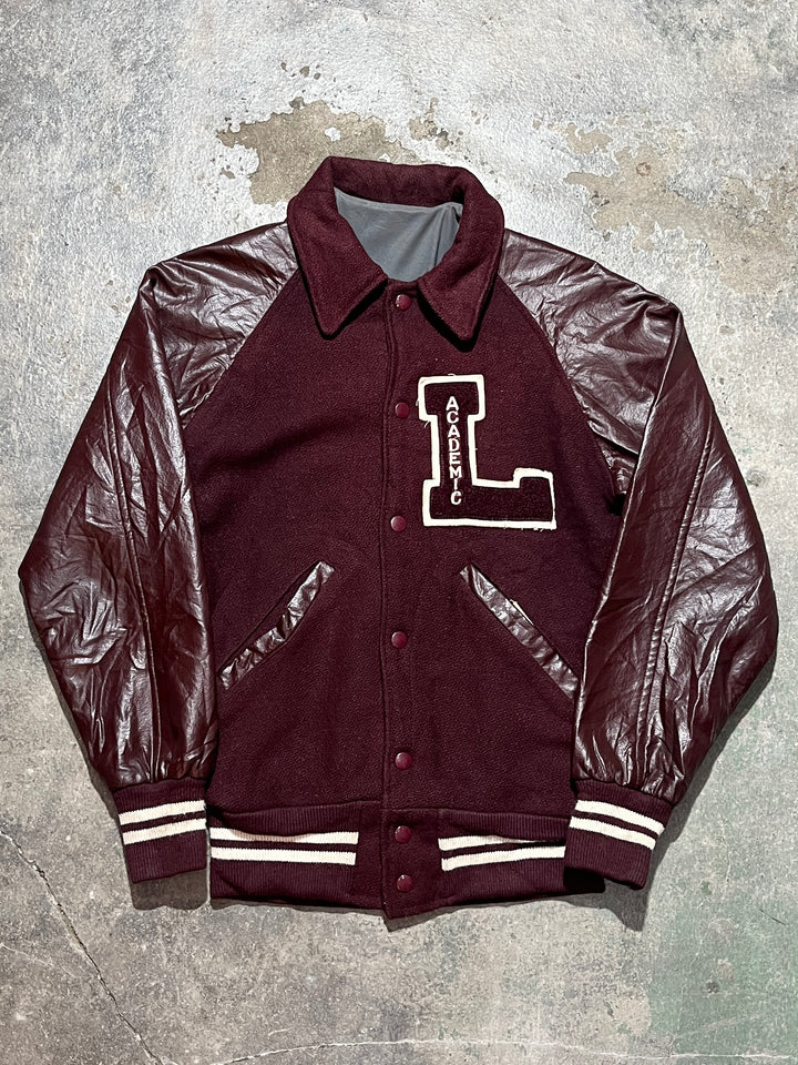 1950-60s vintage burgundy stadium jacket