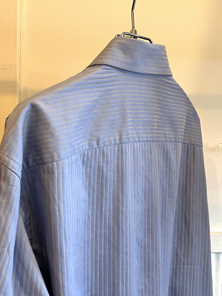 1990s "ARMANI COLLEZIONI" dusty blue stripe shirt