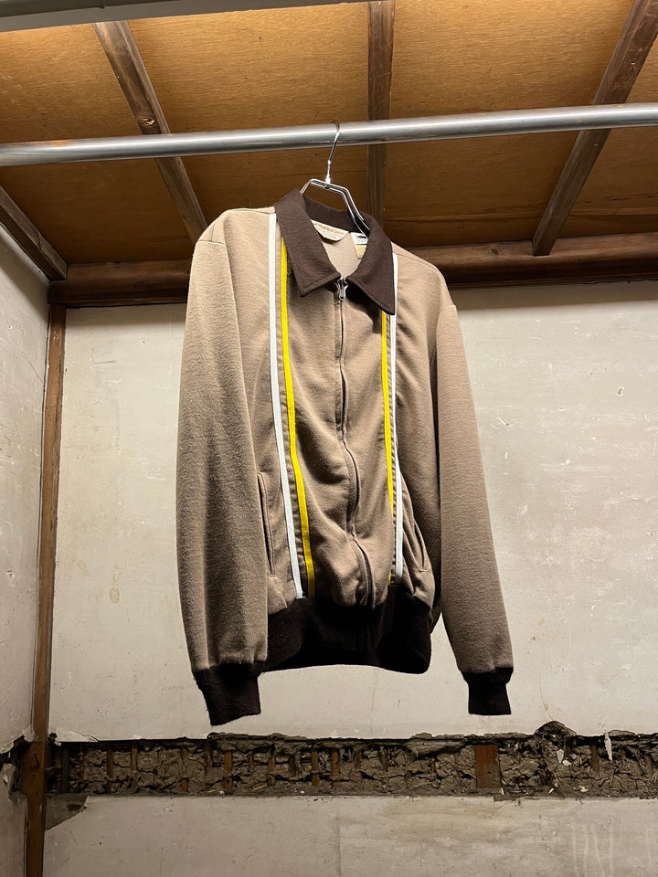 1970s "Sears" brown × front line knit track jacket