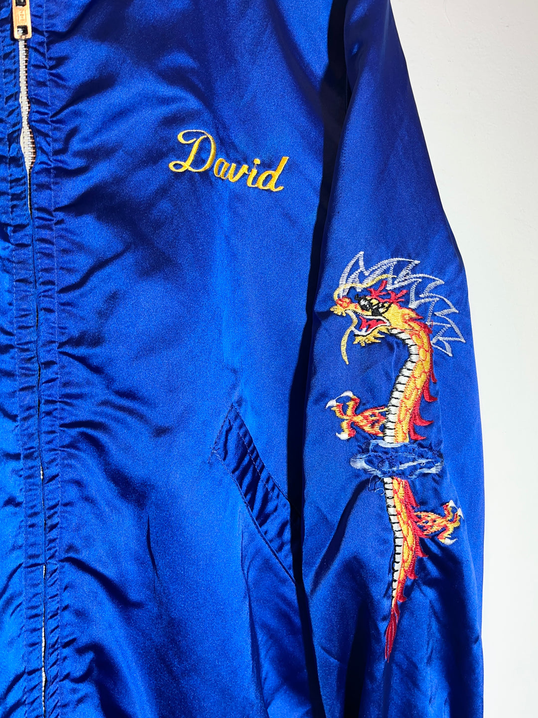 1980s blue color embroidery korean jacket