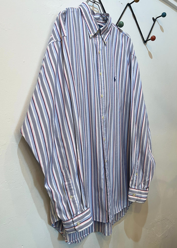 1990s "Ralph Lauren" multi color stripe B.D shirt -BLAKE-