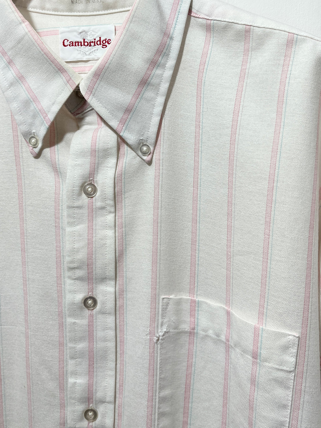 1980-90s USA made pale pink stripes s/s shirt