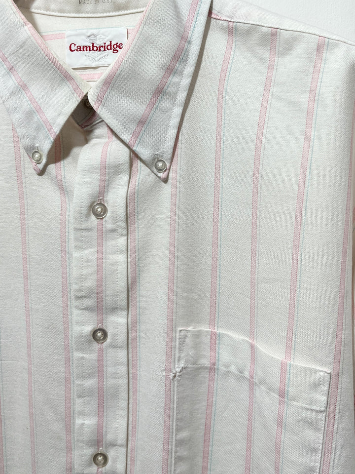 1980-90s USA made pale pink stripes s/s shirt
