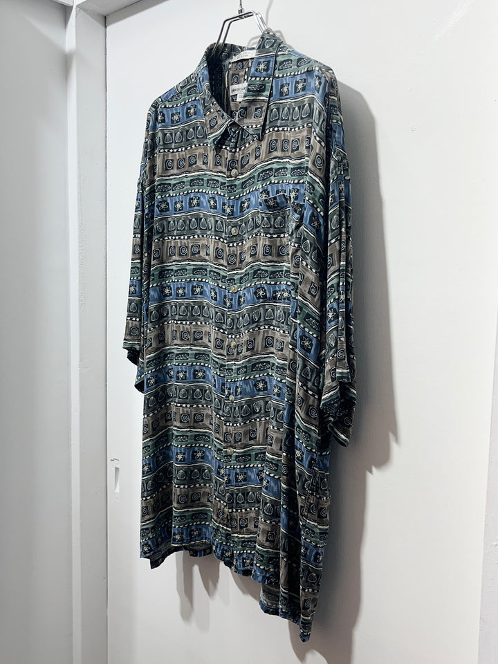 1990s "pierre cardin" shell art pattern s/s shirt