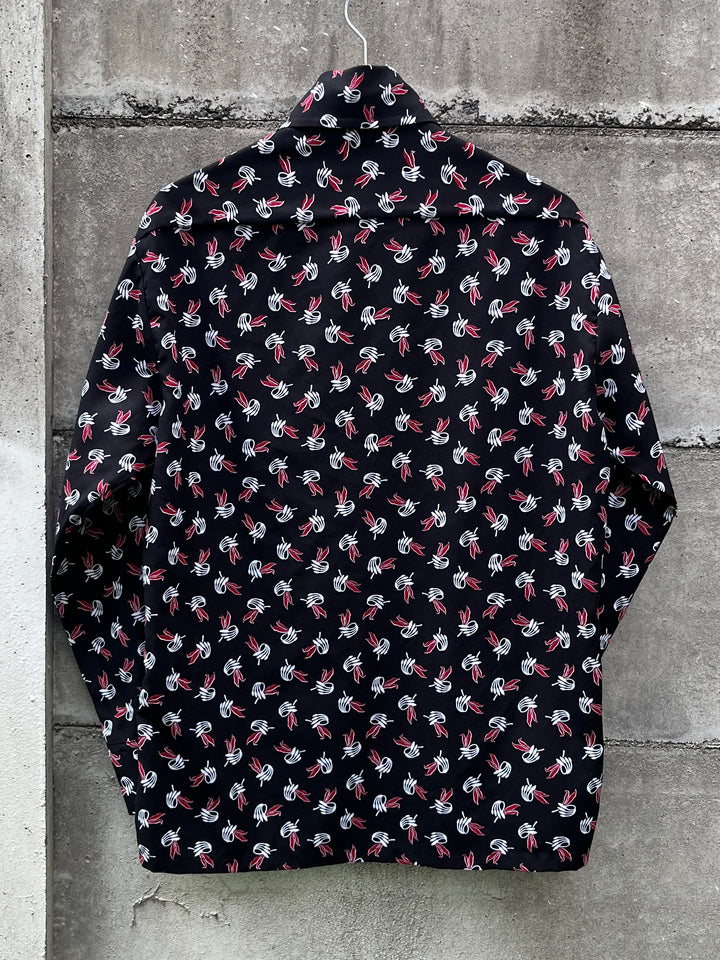 1970s abstract floral pattern shirt