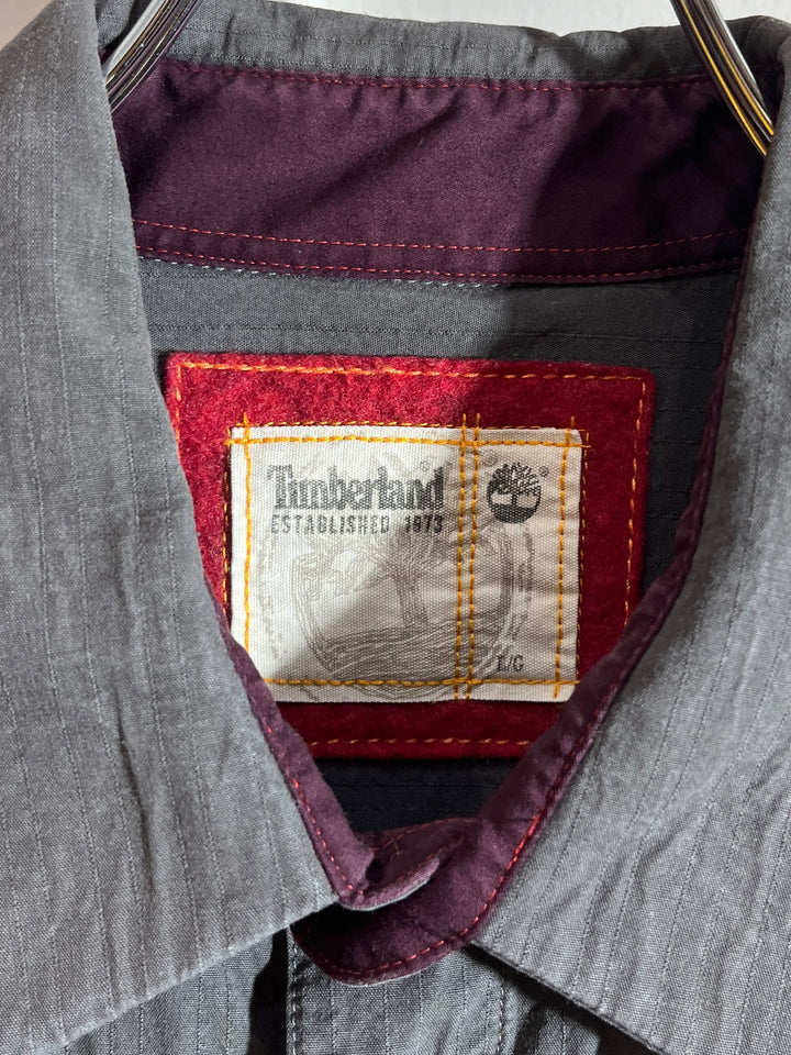 2000s "Timberland" stitched stripe design work shirt