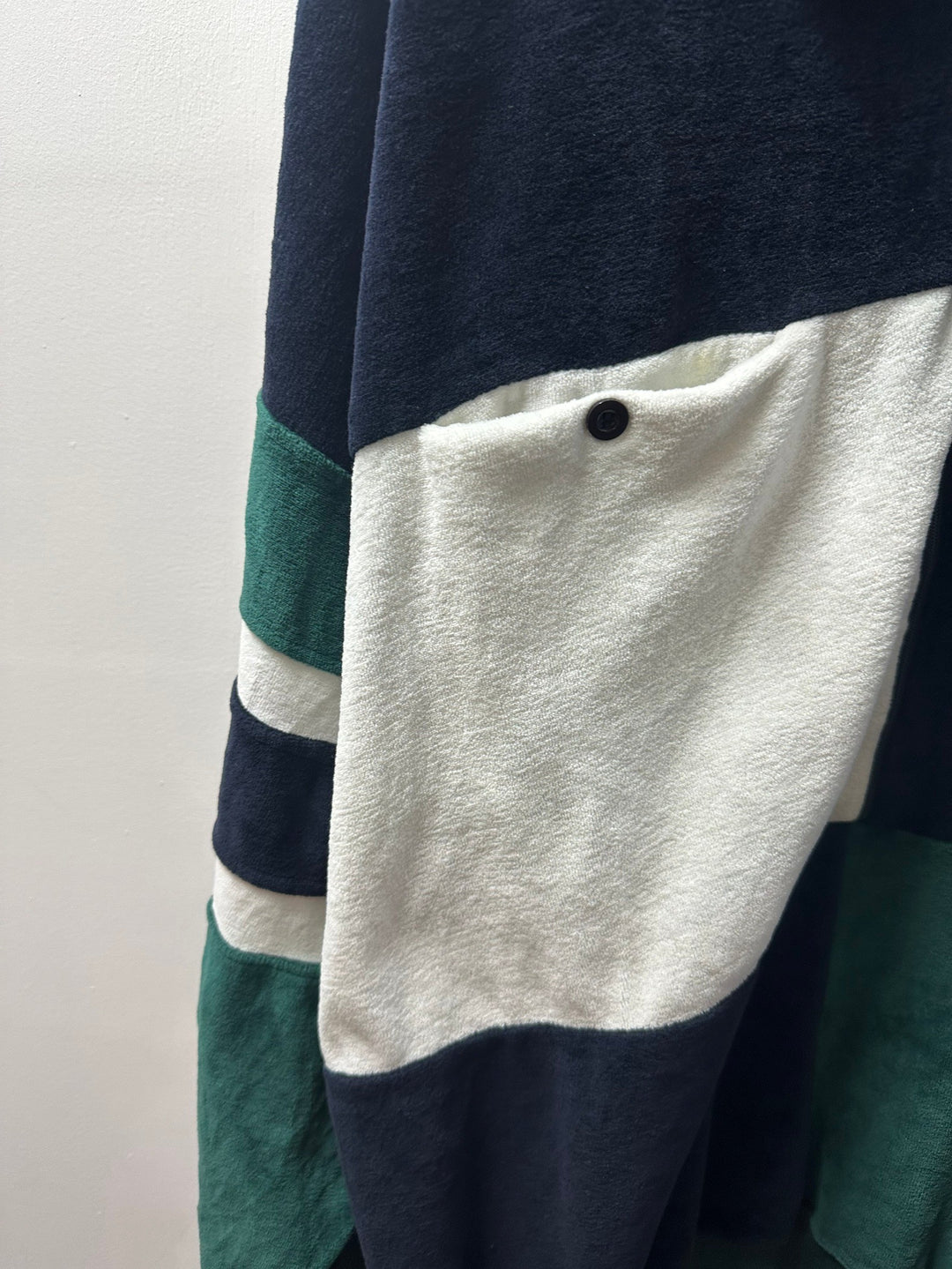 1980-90s green × black × white half zip velour tops