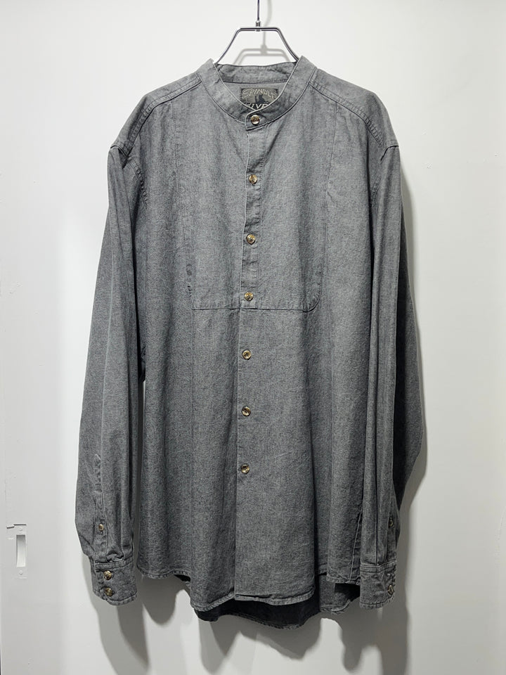 1990s chambray band-collar shirt