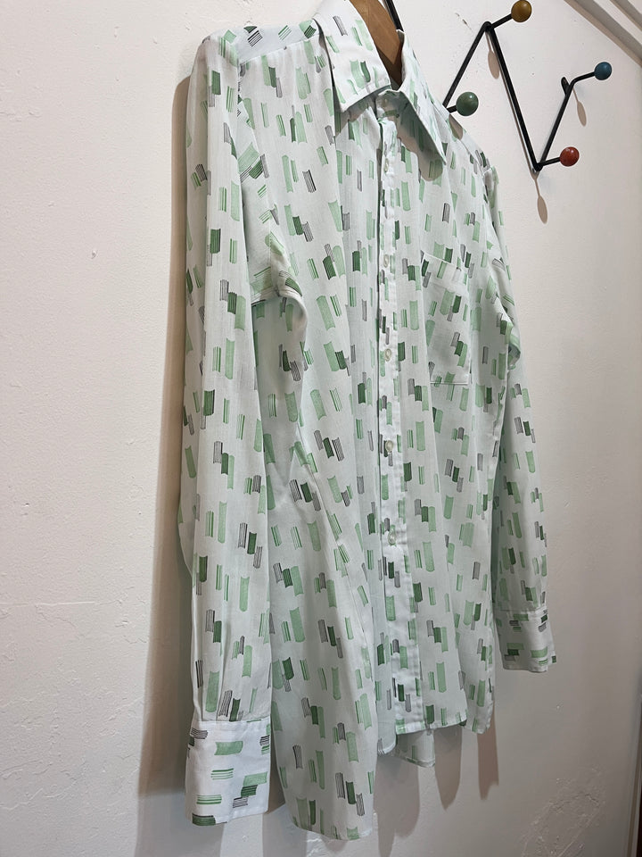 1970s light green total pattern shirt