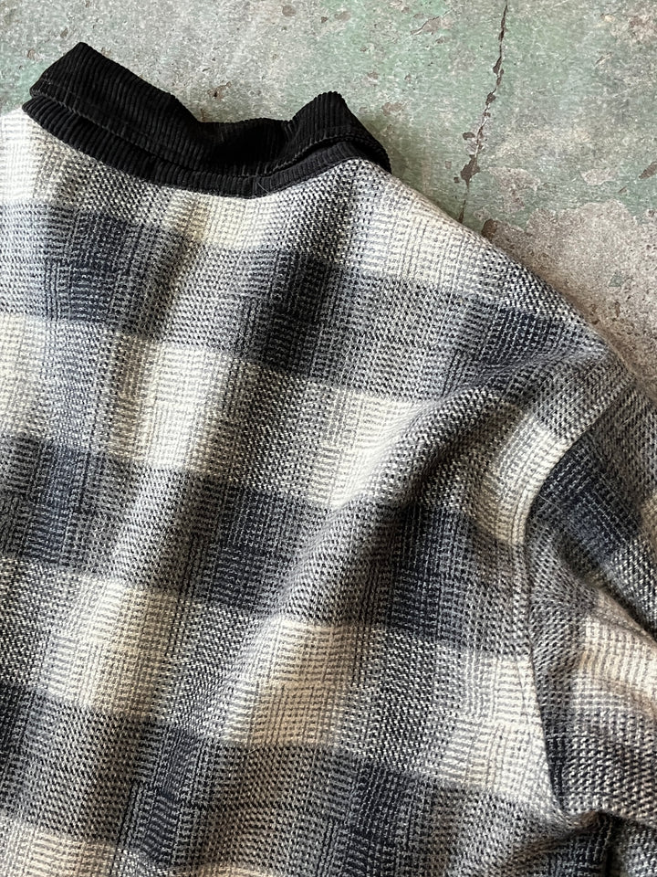 1990s ombré check wool harf coat