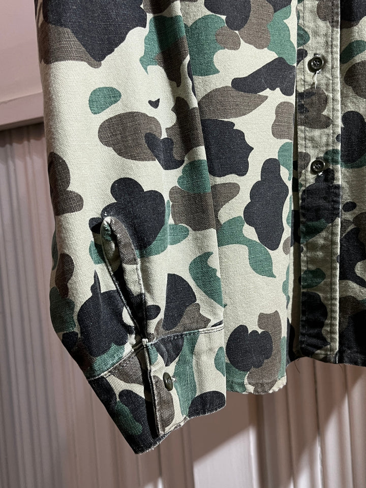 1970-80s USA made "FIVE BROTHER" duck hunter camouflage pattern shirt