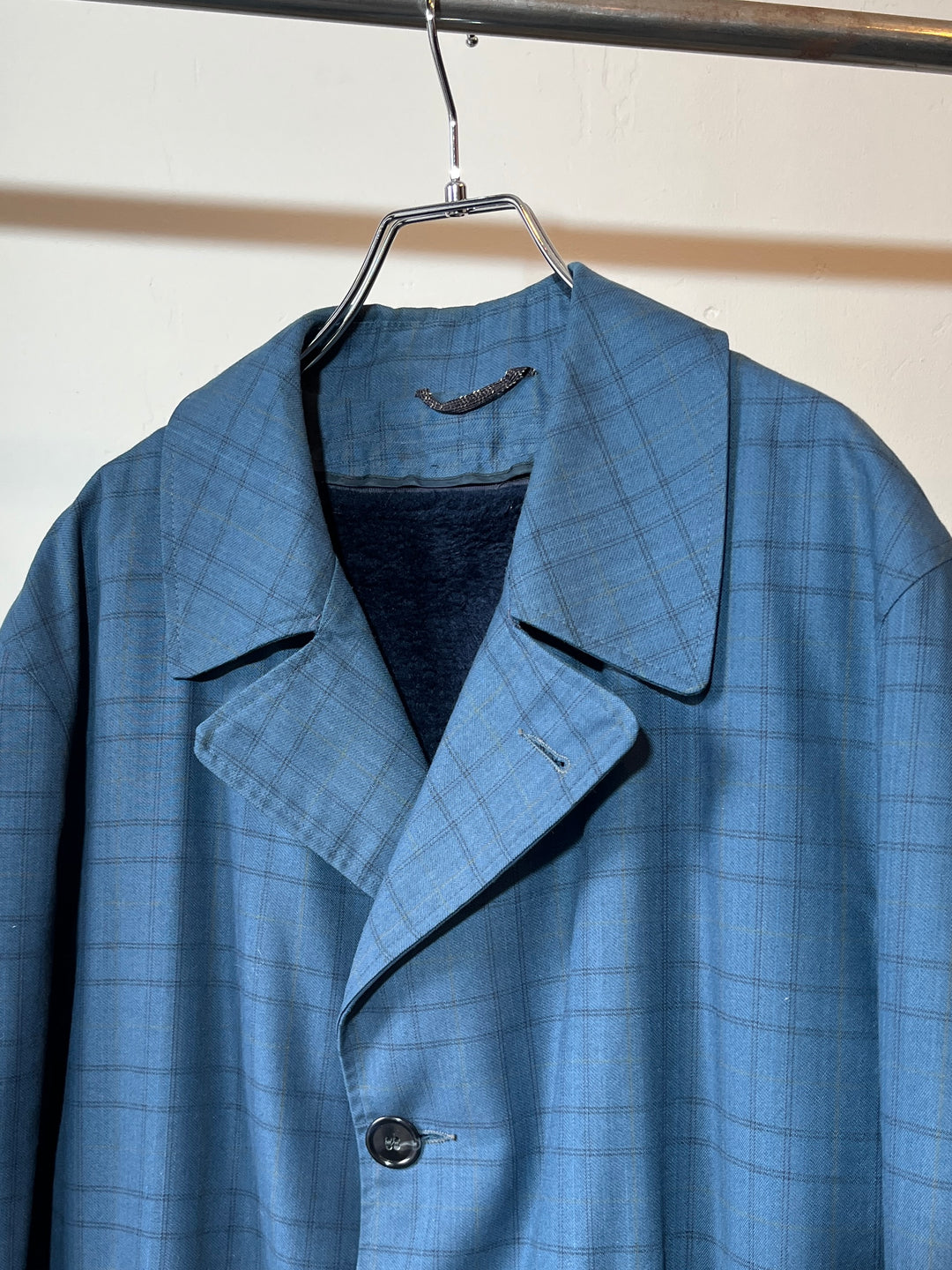 1960s "Sears" steel blue windowpane balmacaan coat