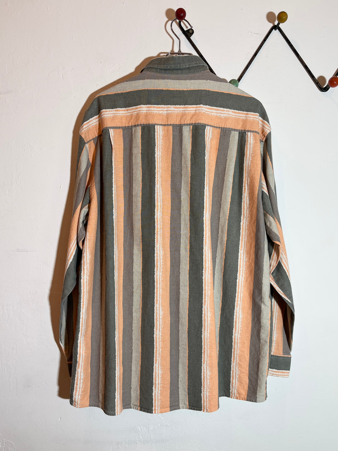 1990s gray × pale orange stripe shirt