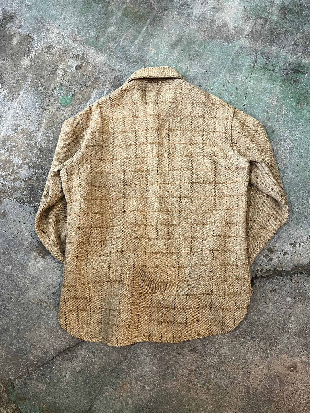 1970s "Woolrich" brown beige check wool shirt