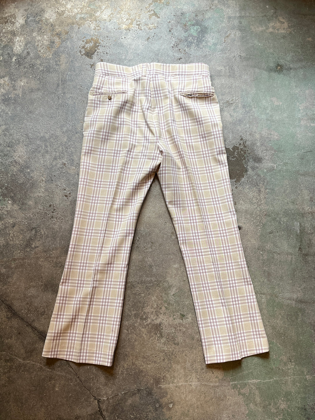 1970s checkered flare slacks