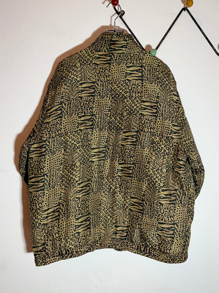 1990s feline pattern padded jacket