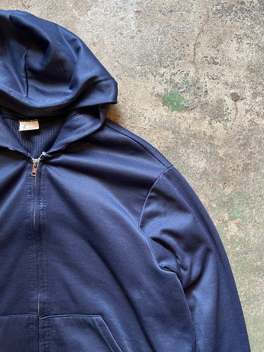 1980-90s navy double face zip sweat hoodie