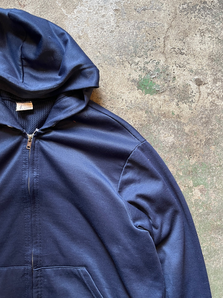 1980-90s navy double face zip sweat hoodie