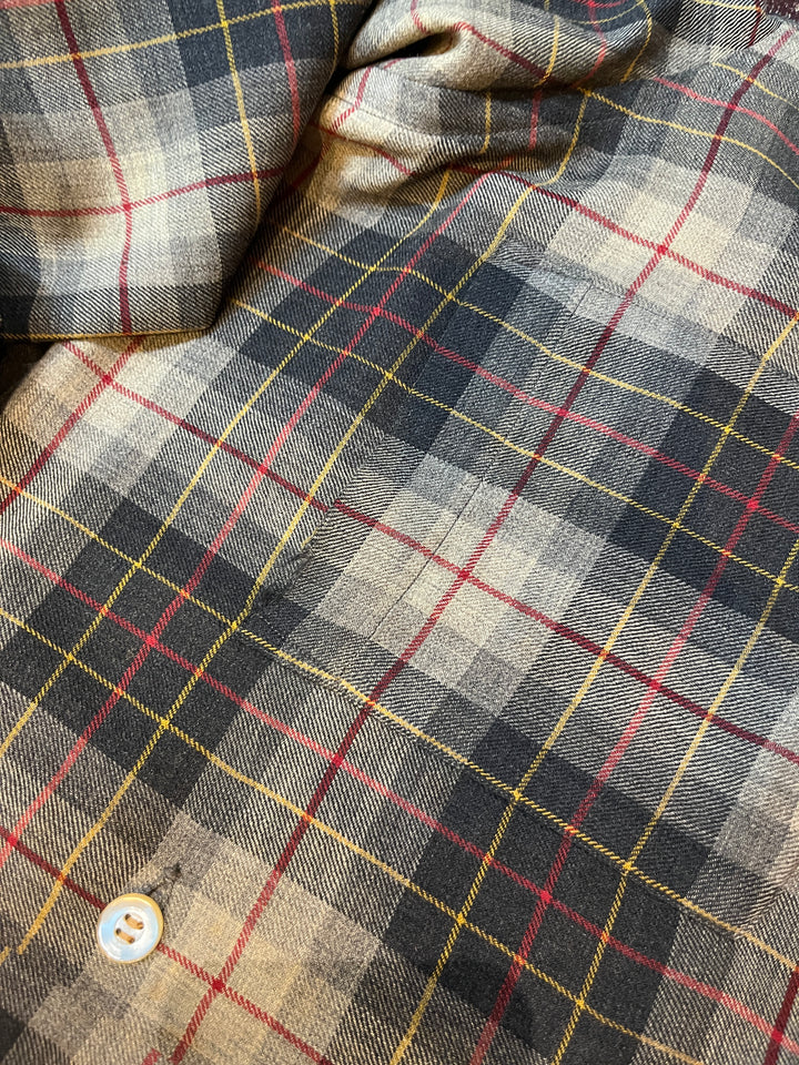 1960s "Manhattan" wool brend check open collar shirt