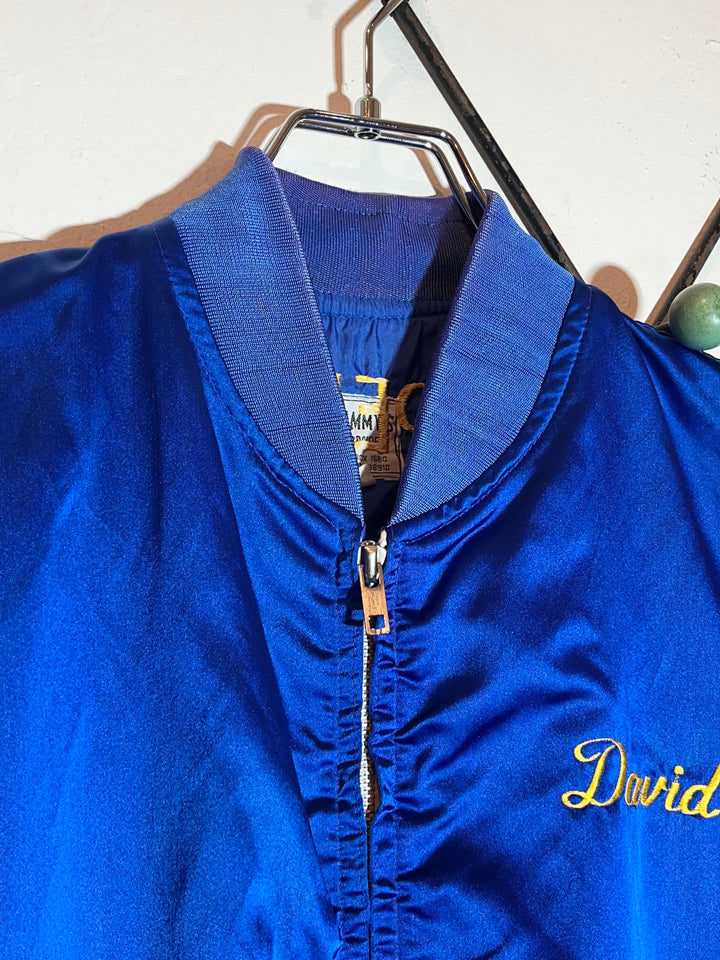 1980s blue color embroidery korean jacket