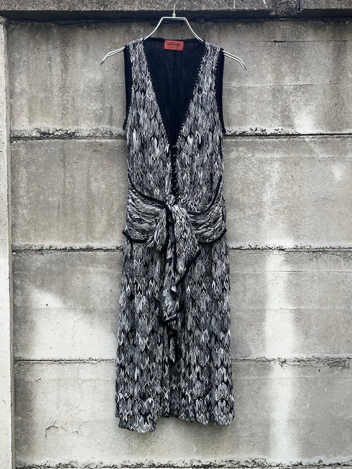 1990s ITALY made "MISSONI" monochrome flame stitch one-piece