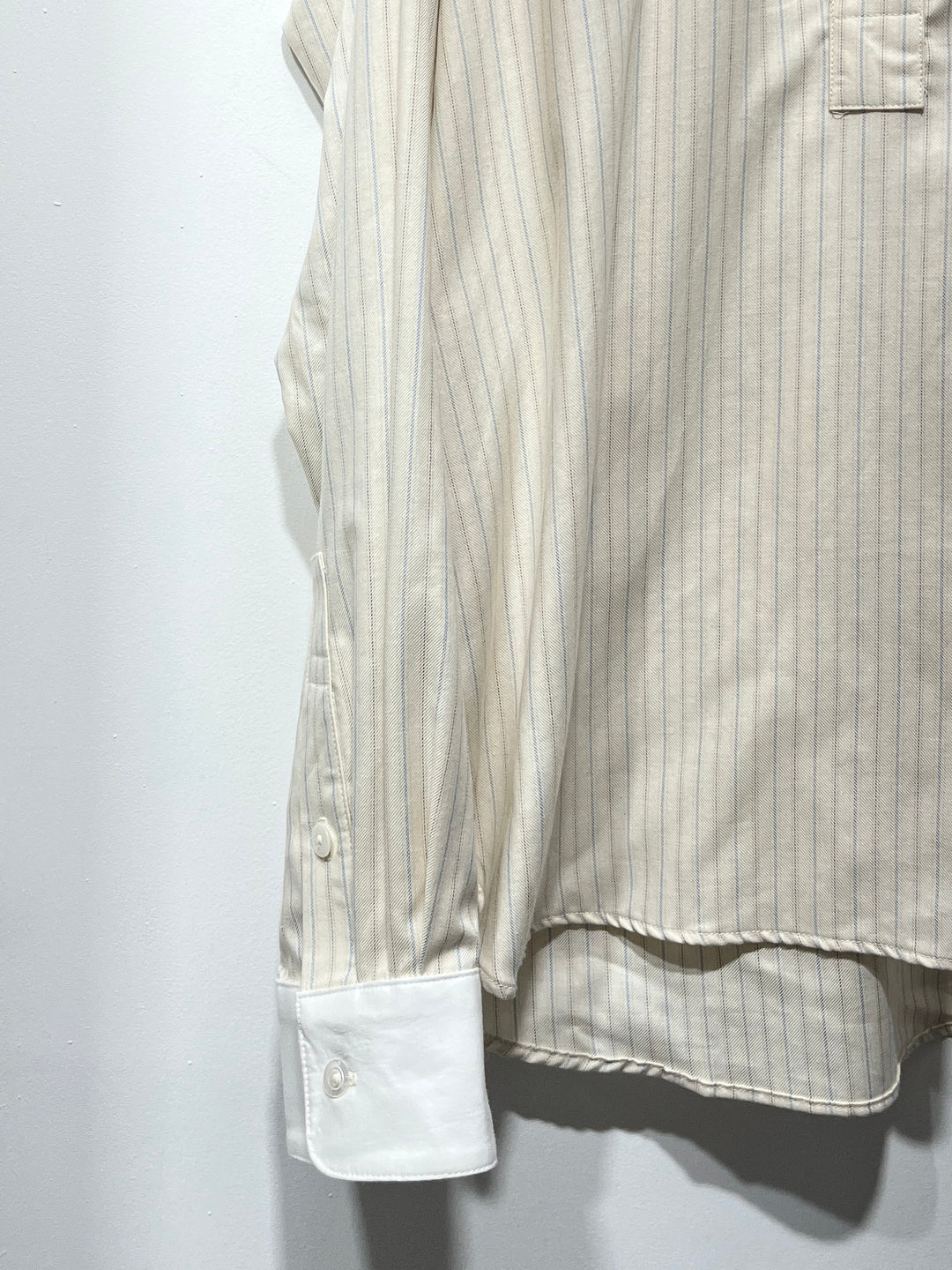1990-00s USA made striped white collar pullover shirt