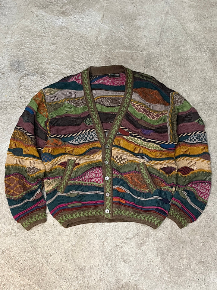 1990s "COOGI" abstract 3D knit cardigan