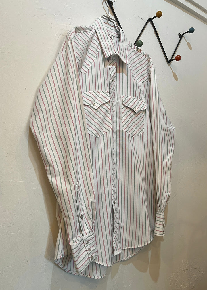 1980s USA made pale color stripe western shirt