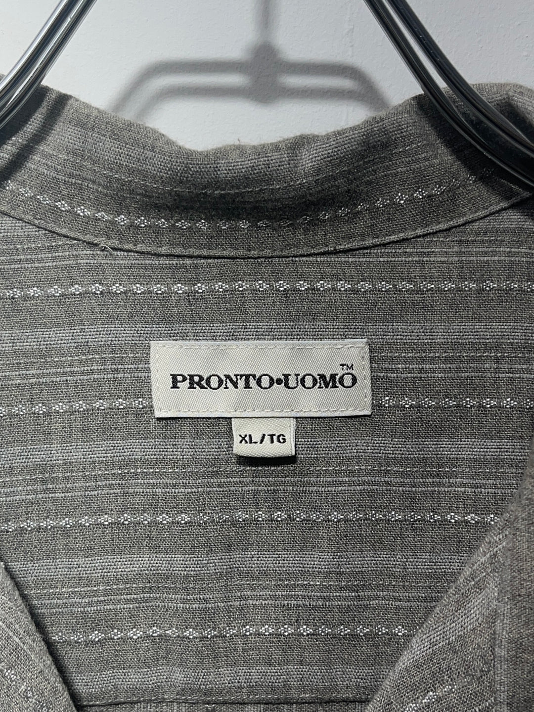 1990-00s gray stripe s/s shirt