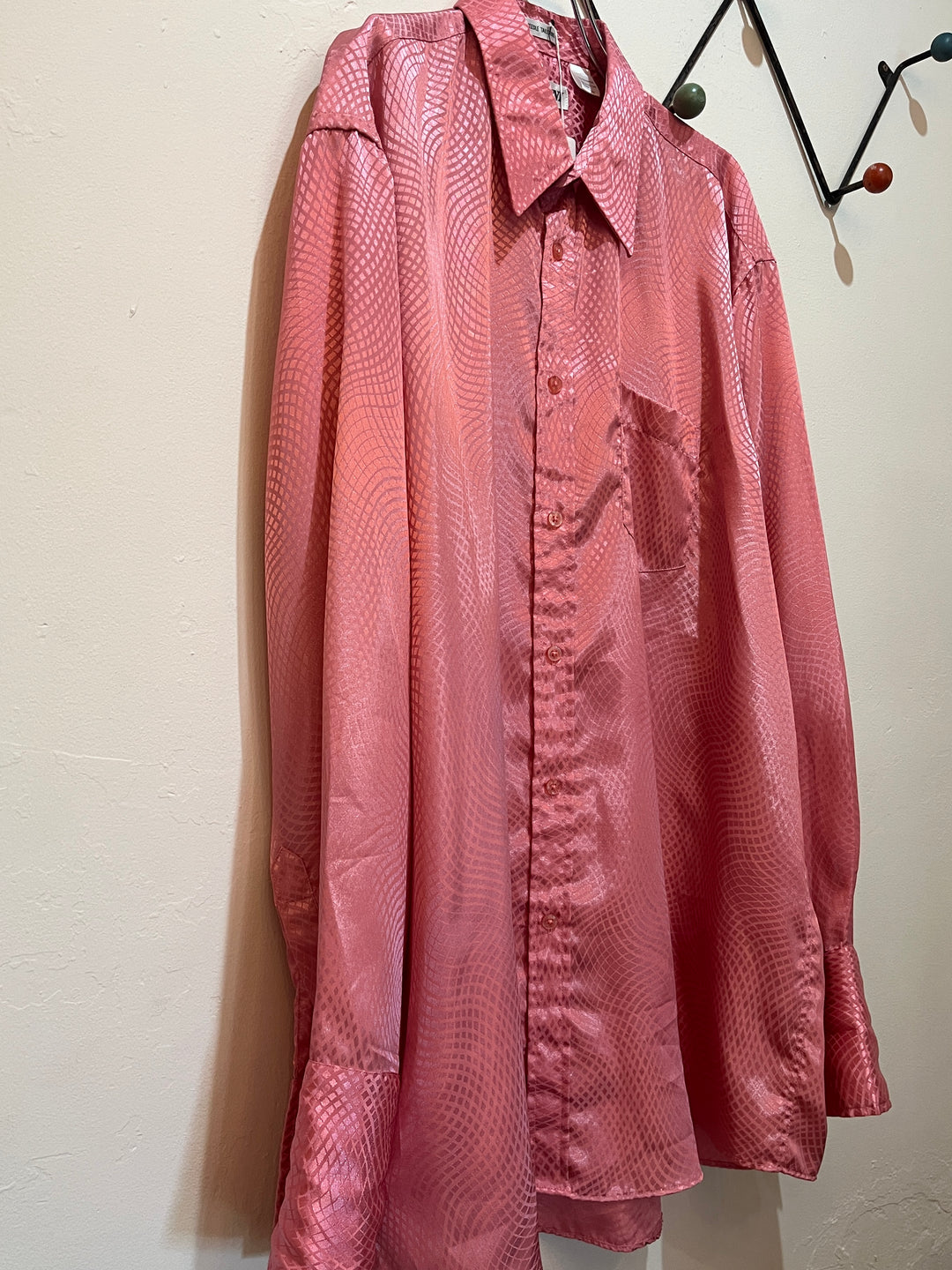 1990-00s pink × shiny total pattern shirt