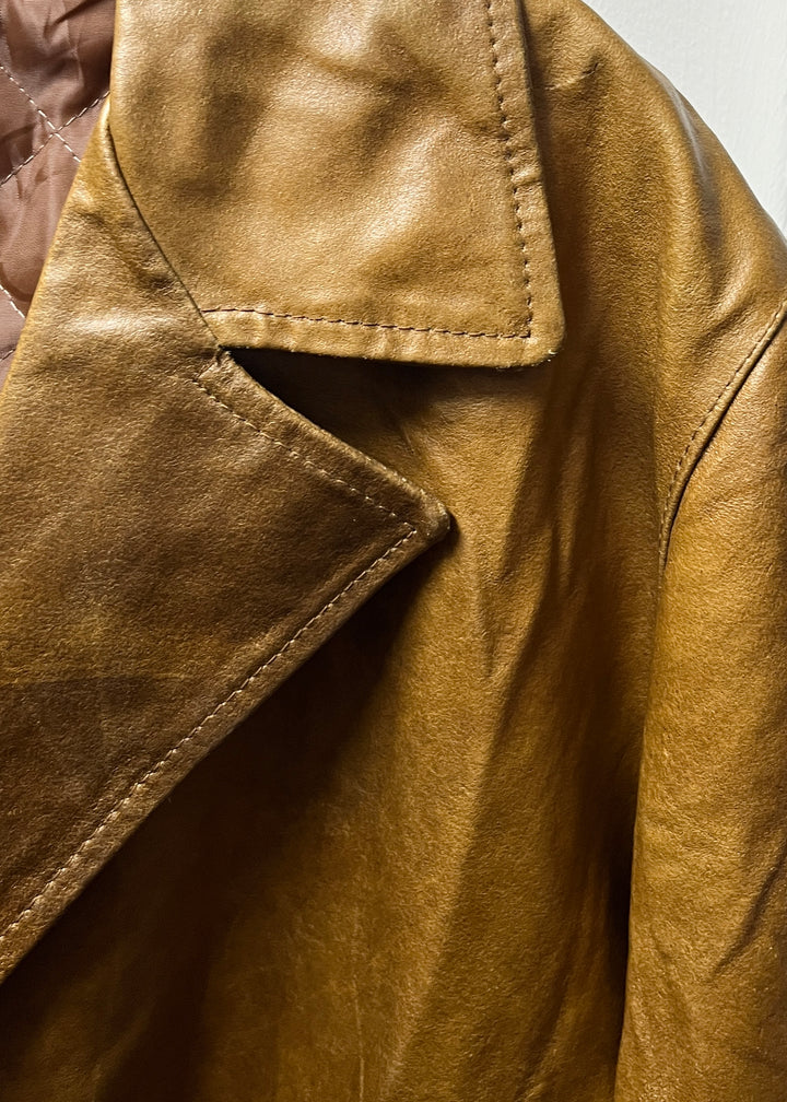 1980s ITALY made  caramel brown leather coat