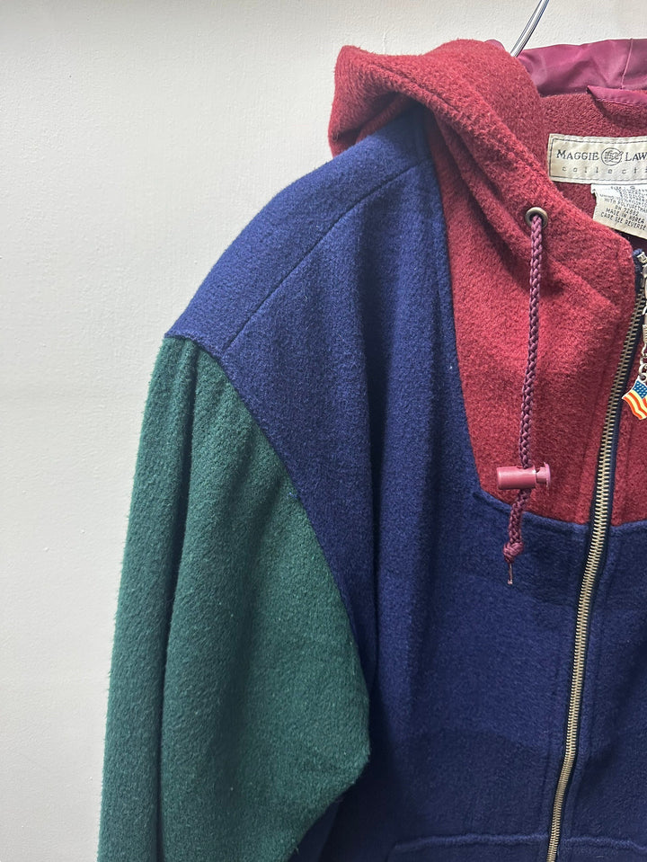 1980-90s mulch color hooded short coat