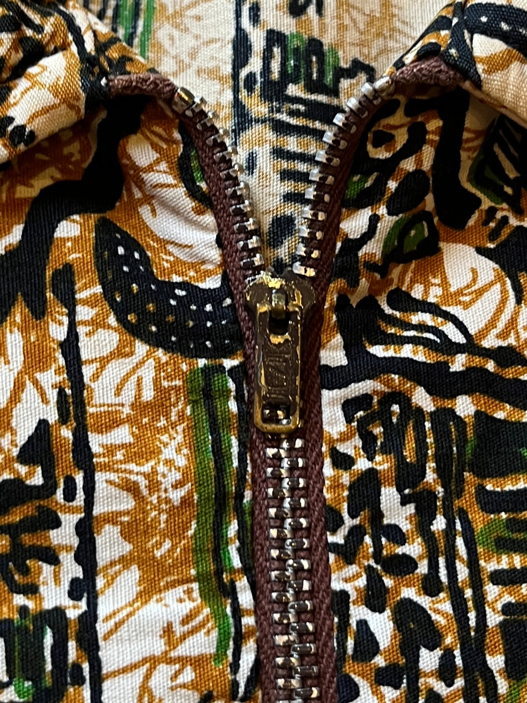 1950-60s oriental pattern half zip pullover s/s shirt