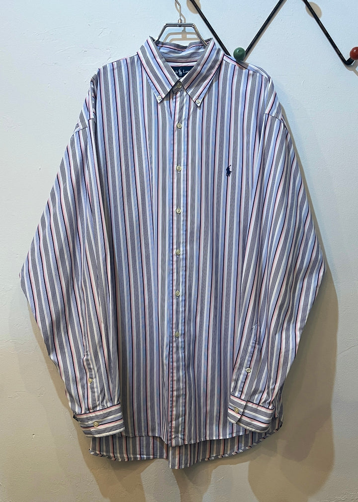 1990s "Ralph Lauren" multi color stripe B.D shirt -BLAKE-