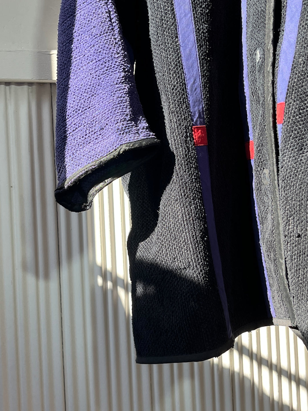 1980s FINLAND made decorative vertical stripes 
blanket cloth jacket