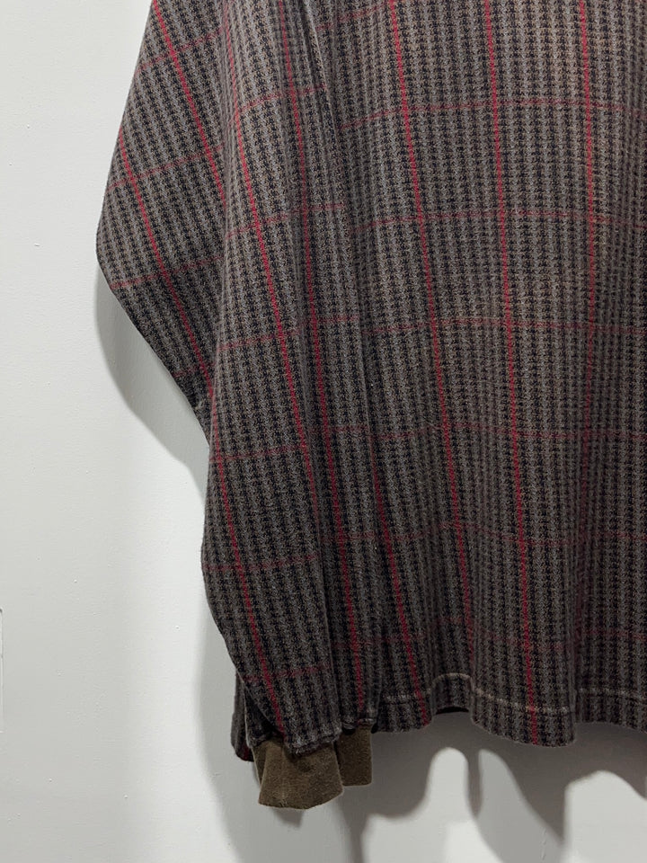 1990s houndstooth band collar pullover shirt