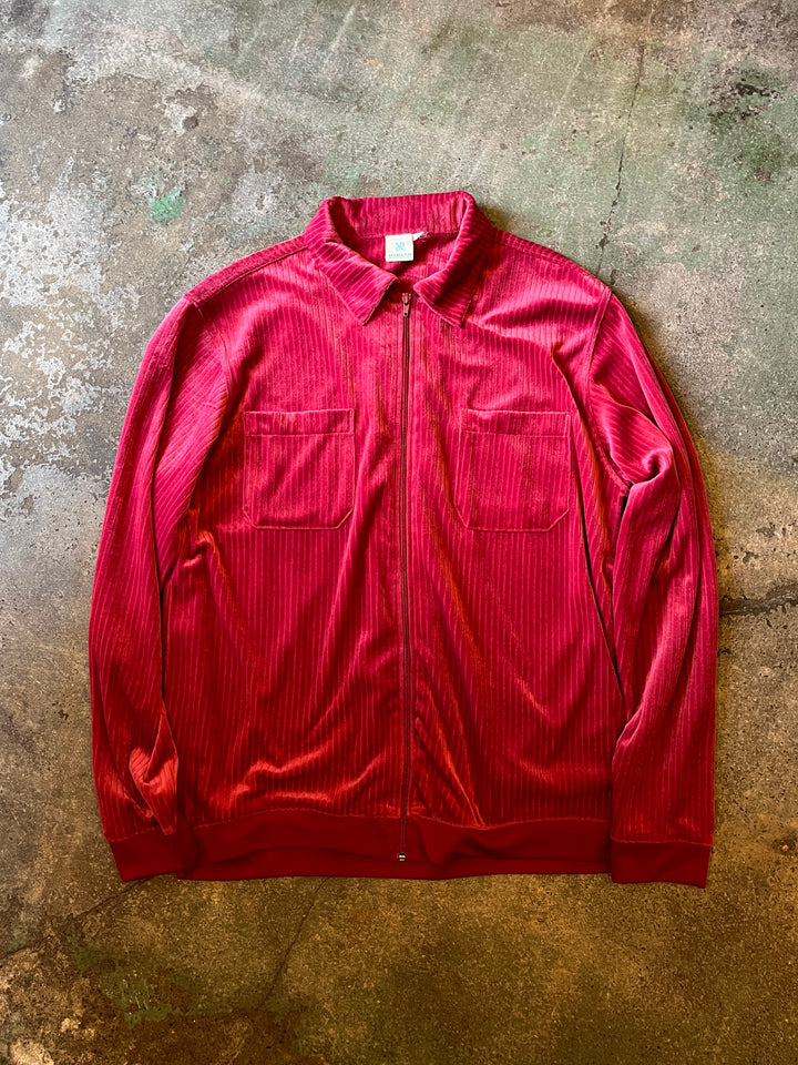 1980-90s "HABAND" magenta velour track jacket