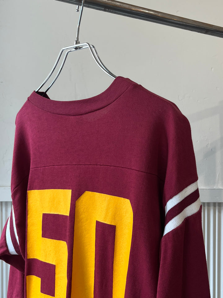 1970s burgundy numbered football T-shirt