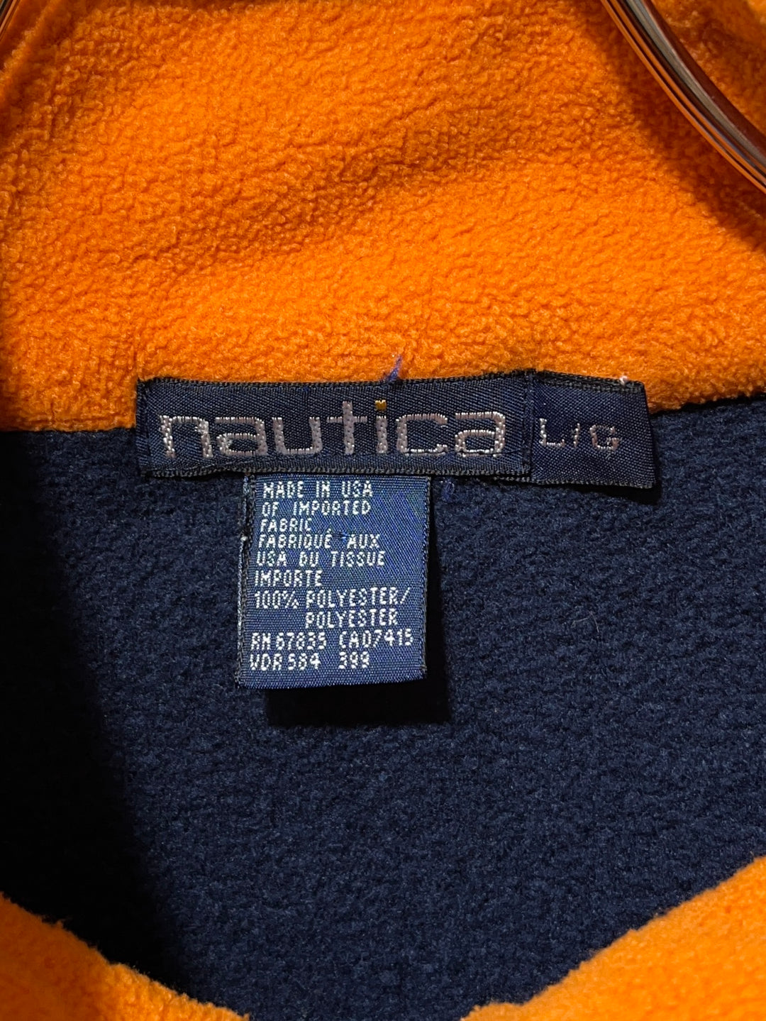 1990s USA made "nautica" orange × navy halfzip fleece jacket